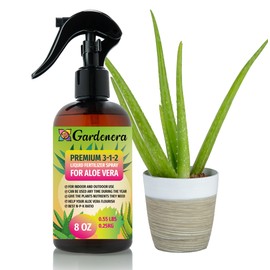 Gardenera Proffesional Aloe Vera Spray Fertilizer Mist for Home Gardening | 3-1-2 Gentle Blend Mist for Healthy Leaves & Growth | Essential Nutrients for Aloe Vera - 8oz