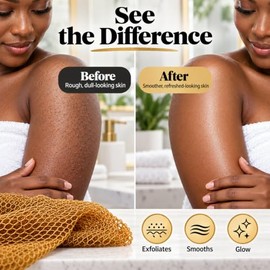 Esponja exfoliante corporal africana Ember and Root, esponja exfoliante africana Ember and Root, toalla exfoliante, paño exfoliante para rostro y cuer
