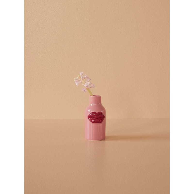 Rice Ceramic Vase Kissing Mouth Pink Flower Vase Home Decoration