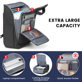 GOTECH Rolling Backpack Waterproof Commuter Backpack with Wheels for Business, Laptop Compartment for 15.6-Inch Laptop, Wheeled Carry-On Bag for Adults