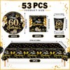 AURALIN 60th Black Gold Birthday Party Tableware Set 53P for