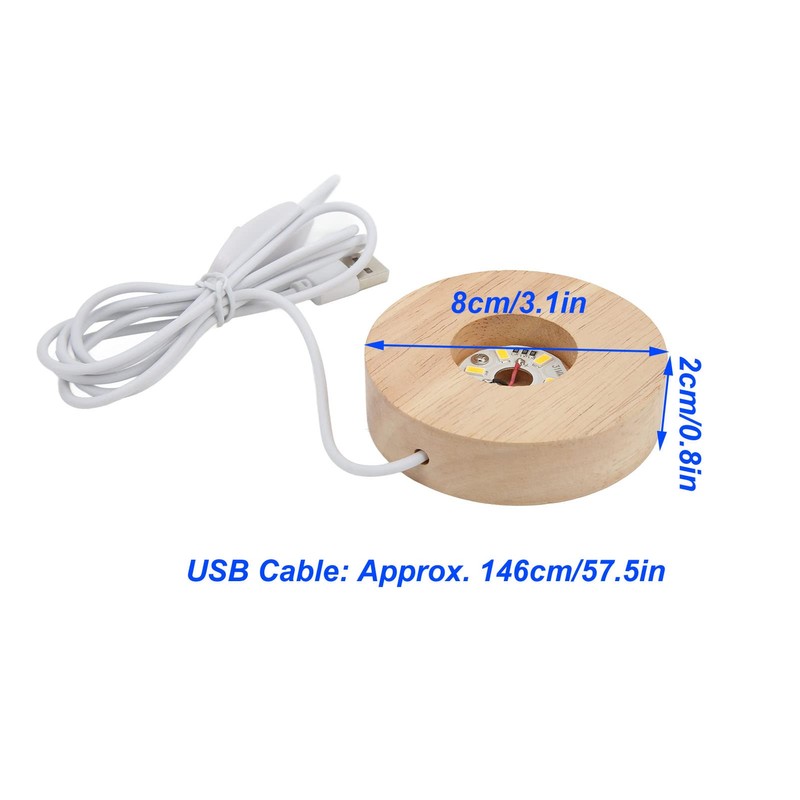 LED Light Base Display Base, USB Interface Wood Lighted Display