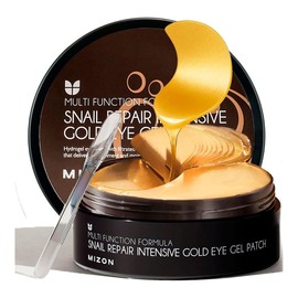 MIZON Parches para Ojos de Hidrogel (Gold) – Antiojeras y antibolsas con baba de caracol, ácido hialurónico – 60 Piezas – Skin Care Coreano para todo tipo de piel