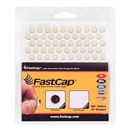 FastCap - Screw Hole Covers, 1/2" (13mm) Round Stickers - Professional Woodworking, Furniture, and Cabinetry Projects - 5 - Sheets (280 - Caps) - Solid PVC, Color - Almond