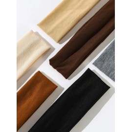 Huachi Elastic Non-Slip Soft Cloth Fabric Women's Headbands 16 Pack - Yoga, Running, Sports Hair Accessories in Black, Brown, Beige, Thick