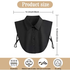 HO-SFSM Pack of 2 Women's Collars Removable, Removable Half Shirt Collar, Suitable for All Types of Combinations, for Women Girls (White + Black)