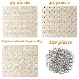 Family Birthday Plaque Tags Wooden Heart Circle Cat Bone Shape Tags with Holes and Ring 240 Pieces in Total for Family Sign Birthday Calendar, Anniversary, Chore Board Wood Crafts