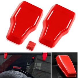 YANWEN Rear Window Right & Left Hinge & Rear Rain Wiper Nozzle Covers Trim Exterior Accessories Compatible for 2018-2021 Jeep Wrangler JL Red 3Pcs