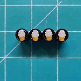 AutoValveCaps Ice Cream Cone Tire Valve Caps - Black Aluminum - Set of Four - Fits all Autos