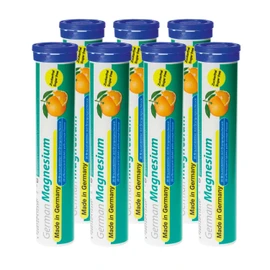 German Magnesium Effervescent Tablets Pack of 140 Orange Flavour - 200 mg Magnesium Sugar Free, Vegan - T&D Pharma - Made in Germany