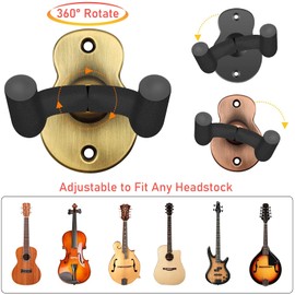 Yumzeco Pack of 3 Guitar Holders for Wall Guitar Wall Mount Guitar Ukulele Stand Guitar Holder Wall Mount for Acoustic Electric Classic Bass Guitar Violin Stand Guitar Accessories