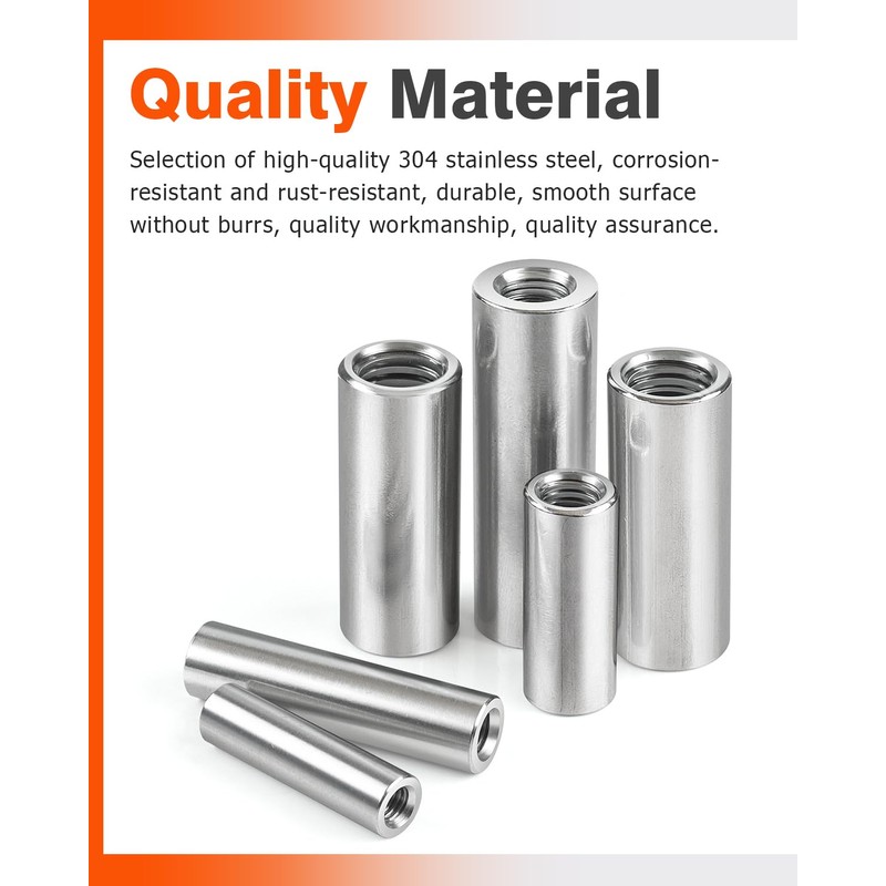 Jeboler M6 x 40 mm Round Threaded Sleeves, Pack of