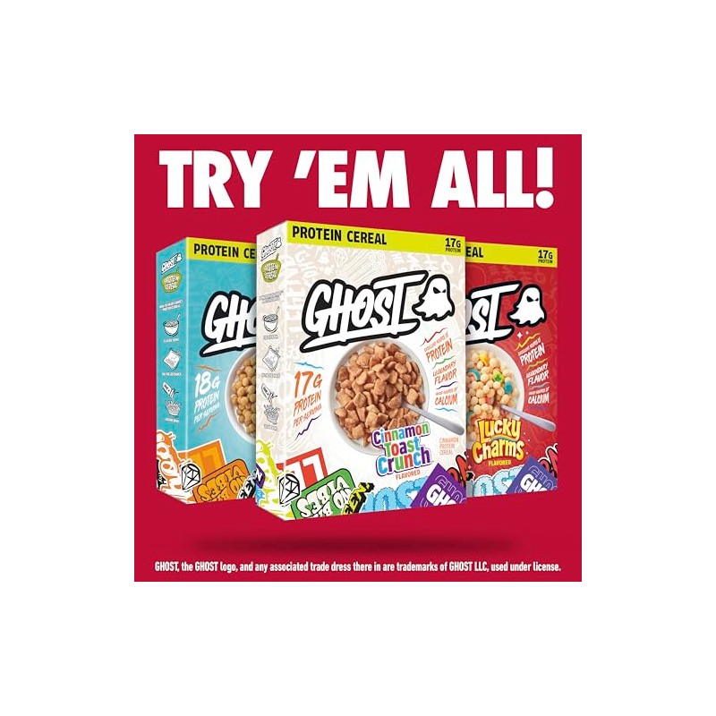 GHOST PROTEIN CEREAL, LUCKY CHARMS Flavor, 17G Protein, 9.4 oz