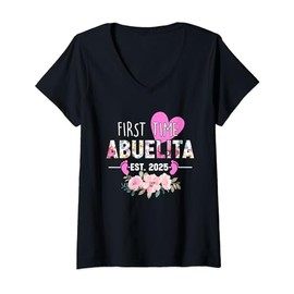 Womens First time Abuelita Est 2025 New Grandma Baby Announcement V-Neck T-Shirt