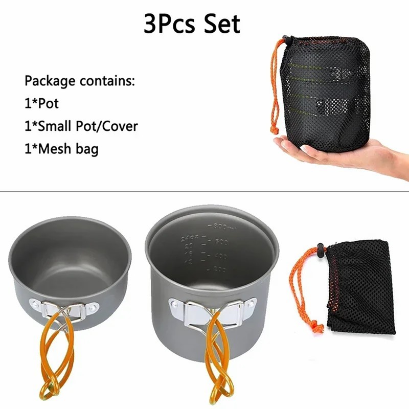 HomeCraft Camping Cookware Mess Kit Lightweight – Durable Space-Saving Construction