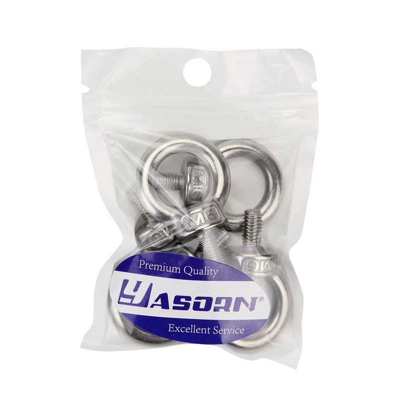 Yasorn M6/0.24" Stainless Steel Lifting Ring Eye Bolts Screw Pack