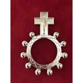 Finger Rosary Ring Silver Made In Italy INRI Catholic Prayer Crucifix NEW