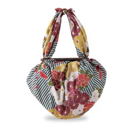 [Noren] Furoshiki Furoshiki Patchin Bag Set (Retro Flower Large, 39.4 inches (100 cm) - Purple Walnut) Furoshiki Bag, Japanese Style Bag, Tote Bag, Handbag, Made in Japan, 100% Cotton, Washable, My