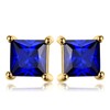 JewelryPalace Square Cut Real Gemstone Stud Earrings Silver 925 Women's