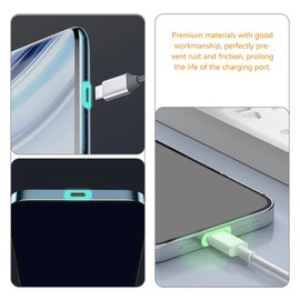 NUOLUX 50pcs Luminous Charging Port Protective Film Fluorescent Luminous High Precision Phone Charging Port Protective Stickers Durable Material Improves Visibility in Dark