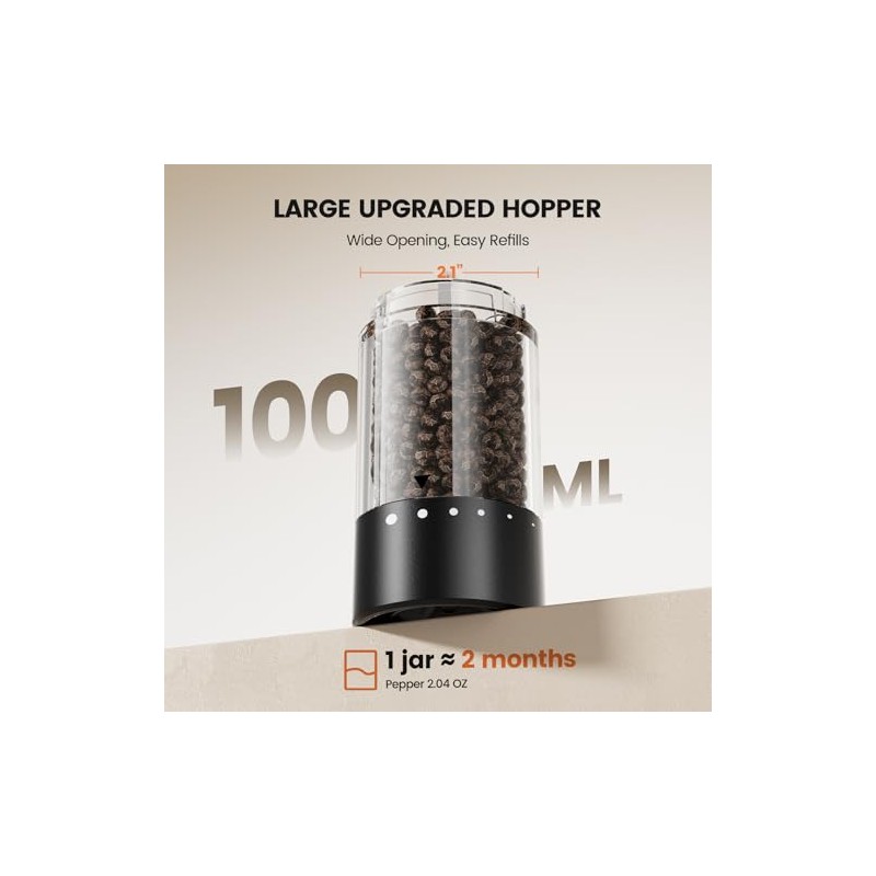 Electric Salt and Pepper Grinder Set - Rechargeable Automatic Salt