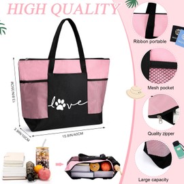 Bulyoou 3 Pcs Christmas Vet Tech Gifts Tote Bag with Mesh Pocket You're Pawsome Sign 16 Oz Glass Cup Cute Paw Sign Badge Reel Xmas Gift for Veterinary Vet Tech Coworker Animal Nurse(Pink)