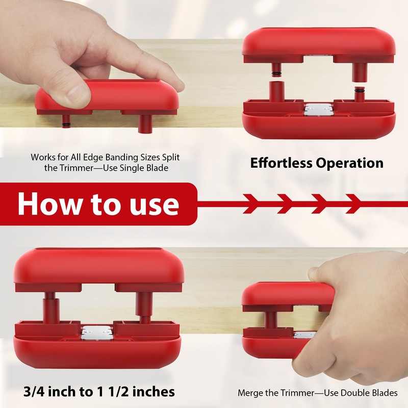 Inseknm Edge Banding Trimmer with Tungsten Carbide Blades, Hand Planer