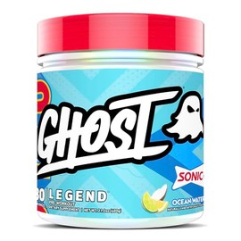 GHOST Polvo pre-entrenamiento Legend, Sonic Ocean Water - 30 porciones - Pre-entrenamiento para hombres y mujeres con colina, L-citrulina y beta-alani