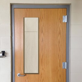 NICETOWN Classroom Door Curtain, 100% Light Block, Multi-use, no Noise, Thermal Insulated Linen Door Curtains, Tie Up Roller Shade, Window Blind, Office, Apartment (10Wx30L, Natural, 1 Panel)