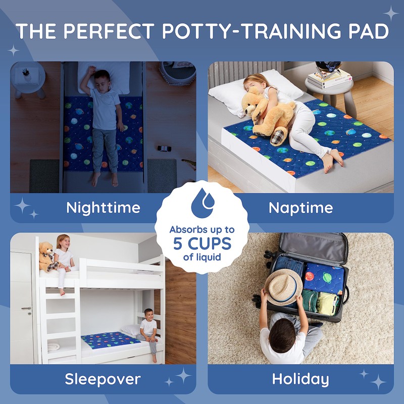 Potty training bed pad with tucks, mattress protector for 100%