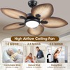 Tropical Ceiling Fans with Lights, 44 Inch Palm Leaf Outdoor