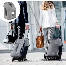 The Inflatable Travel Pillow Rest Neck for (Airplane - Car -Office -Buses-Trains) Comes with Free Eye Mask and Earplugs (Grey)