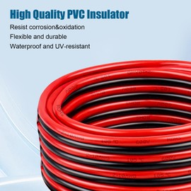 14 Gauge Wire 2 Conductor Tinned Copper Cable, Flexible 14 AWG Marine Wire for Solar Panel, LED Strip, Boat, Automotive, Trailer and Speaker (14 Gauge 30FT)