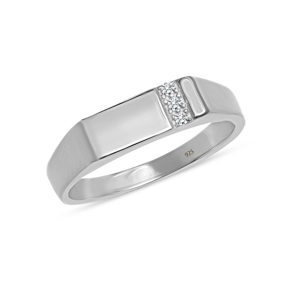 LeCalla 925 Sterling Silver 14K Rhodium Plated Men's Wedding Band
