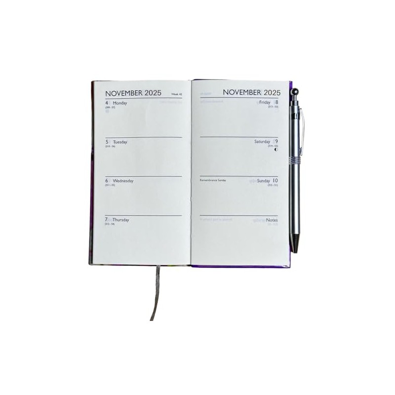2025 Slim Week To View Diary Glitter Butterflies Designer Fashion