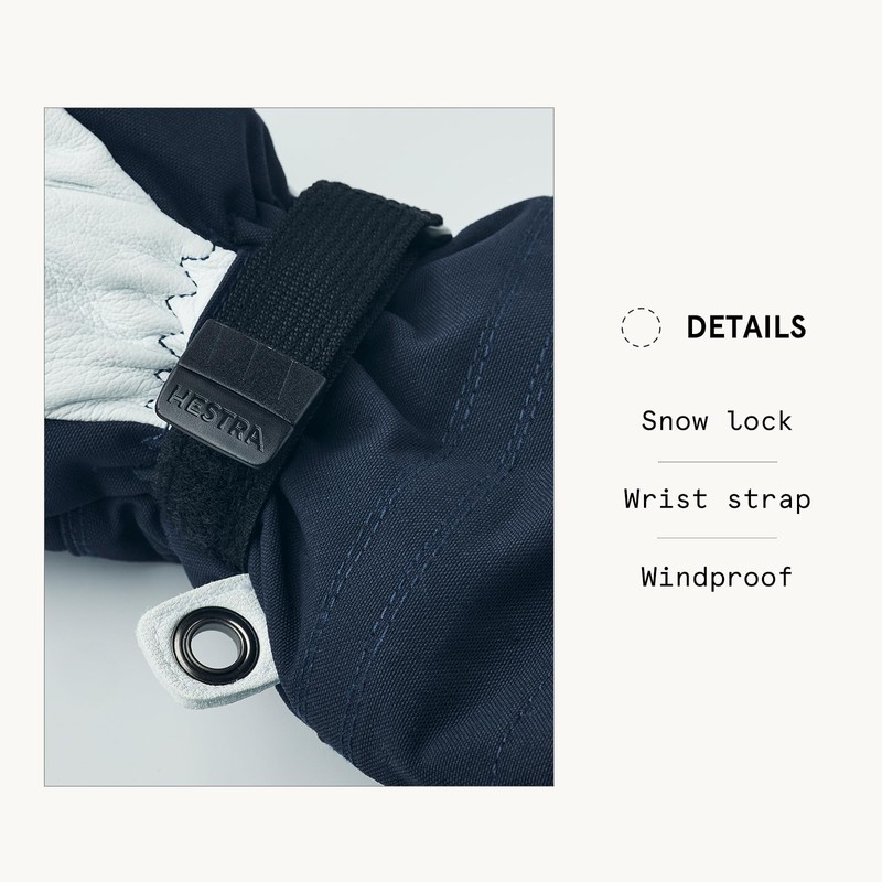 HESTRA Army Leather Heli Ski Mittens Kids Navy Glove Size