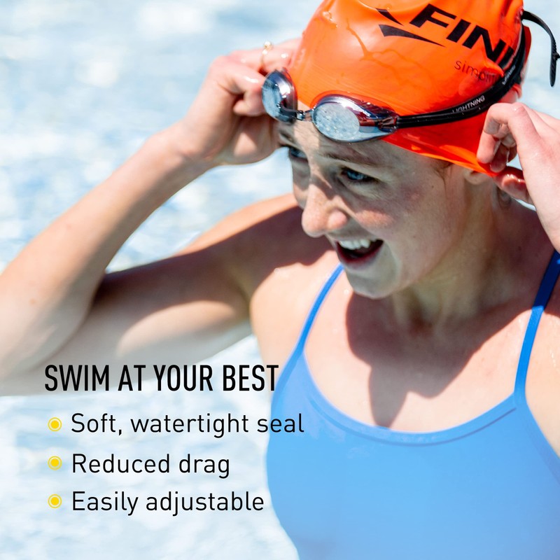 Finis Lightning - Gafas de natación (Adulto, Negro, Negro, Transparente,