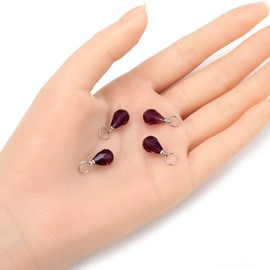 Adabele 10 dijes de piedra natal de febrero de 10 mm con forma de lágrima austriaca, colgante de cristal de pera con anillos de salto para hacer joyas y manualidades br6-2