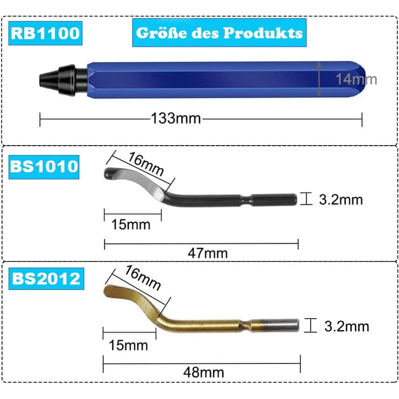 KEWAYO Universal deburring tool, metal handle, hand deburring tool with