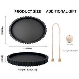 Vomktvcsr Oval Tray for Coffee Table Décor 13" Concrete Modern Decorative Trays Home Décor Accents -Circle Coffee Table Centerpieces -Bandejas Decorativas- Island Contemporary Decor (Gift Boho Beads)