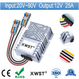 XWST DC DC Converter Reducer 20-90v 24v 36v 48v 60v 72v to 12v DC Converter Step Down Buck 1A 12v dc Voltage Regulator for Golf Cart Car Device (XW-2090-12-25A-T)
