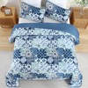 Mybedsoul Blue Quilt Set Queen Size, 3 Pieces Patchwork Bedspread