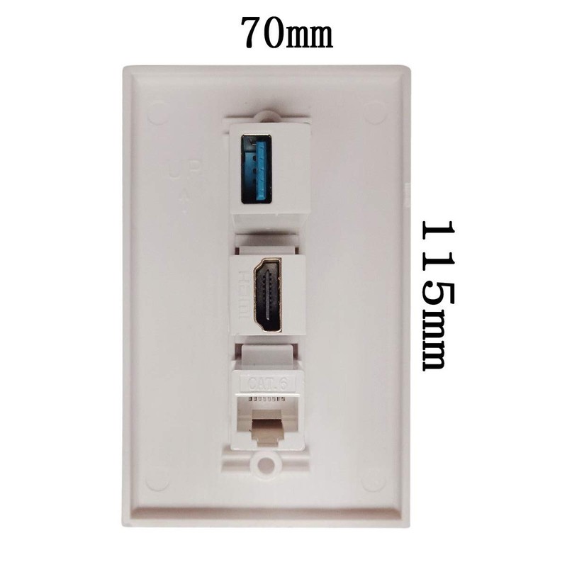 Ulyris HDMI USB3.0 Cat6 Wallplate Ethernet Wall Plate Panel Size