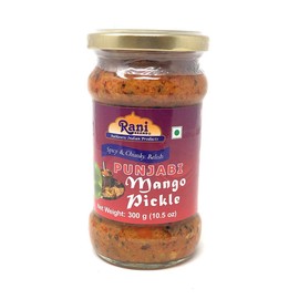 Rani Punjabi Pickle Hot (Achar, Spicy Indian Relish) 10.5oz (300g) ~ Glass Jar, All Natural | Vegan | Gluten Free | NON-GMO | No Colors | Popular Indian Condiment, Indian Origin