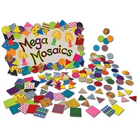 Springboard Pre-Cut Coloured Mega Mosaics Assortment - Square, Triangle and Circle Paper Mosaic Kits for Children - Crafts for Kids Includes Patterned, Plain and Glitter Shapes - 1500-Pack