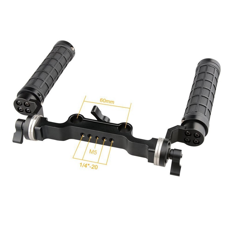 CAMVATE ロゼットハンドルグリップ（2本セット）＋15mmダブルロッドクランプ ロゼットアダプター 1/4"ネジ穴付き DSLRカメラ、フォローフォーカス用