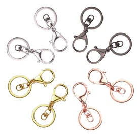 Lobster Clasp Key Chain, Tiberham Metal Snap Hooks Swivel Trigger Clips with Flat Split Key Chain Rings for Home Car Office Keys Organization, Lanyard, Arts & Crafts DIY Accessories, 4 Colours, 8 PCS