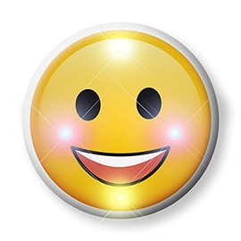 Light Up Smiley Happy Face Flashing Blinking LED Body Light Lapel Pins (25-Pack)