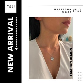 NataschaWoge® Sun Minimalist Jewellery Stainless Steel Gold Silver Chain Necklace + Pendant Gift for Her Hollow Sun Gold Chain, Stainless Steel
