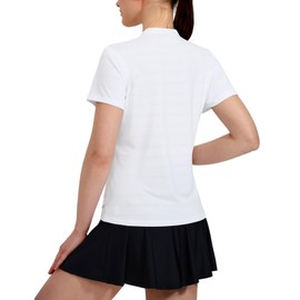MIER Women's Golf Polo Shirts Collarless SPF 50+ Short Sleeve Athletic Tennis Badminton T Shirts Moisture Wicking Professional Horse Riding Tops White XL